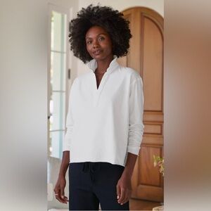 Frank & Eileen Patrick Popover Heritage Henley Shirt White Cotton Womens Large